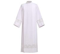 BLESSUME Catholic Priest Alb Pleated Pulpit Liturgical Church Garment (White 8)