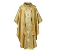 BLESSUME Catholic Priest Chasuble Jacquard Floral Vestments, Gold, One Size