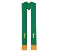 BLESSUME Church Clergy Pastor Cross Embroidered Stole, Green 8, One size
