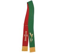 BLESSUME Church Cleric IHS Reversible Stole Alpha Omega Deacon Stole (Red&Green)