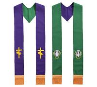 BLESSUME Church Pastor Reversible Stole with Tassels (Purple & Green)