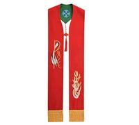 BLESSUME Church Pastor Reversible Stole with Tassels (Red&Green 2)