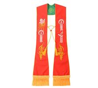 BLESSUME Church Pastor Reversible Stole with Tassels (Red&Green2)