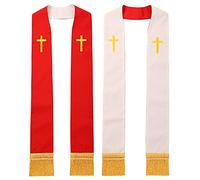 BLESSUME Church Pastor Reversible Stole with Tassels Red& White