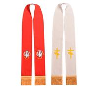 BLESSUME Church Pastor Reversible Stole with Tassels (Red & White)