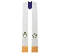 BLESSUME Church Pastor Reversible Stole with Tassels (White & Purple)