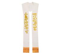BLESSUME Church Stole Embroidered Rounded Stole (White)
