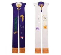 BLESSUME Church Stole Priest Chasuble Vestments Reversible Embroidery Stole