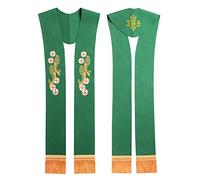 BLESSUME Church Stole Priest Embroidered Rounded Stole Multicolor (Green)