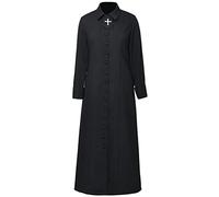 BLESSUME Clergy Cassock Robe Women Roman Minister Choir Pulpit Single Breasted Vestment (Black,L)