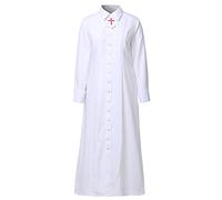 BLESSUME Clergy Cassock Robe Women Roman Minister Choir Pulpit Single Breasted Vestment (White,M)