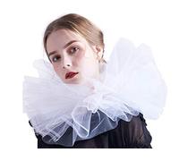 BLESSUME Clown Collar Retro Mesh Neck Ruffle, White, One Size