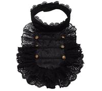 BLESSUME Colonial Jabot and Cuffs Unisex Lace Cravat Jabot Collar White/Black (Size 3)