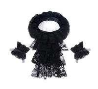 BLESSUME Colonial Lace Jabot Cuffs Set Costume Accessory, Black Jabot Cuffs Set 1, One size