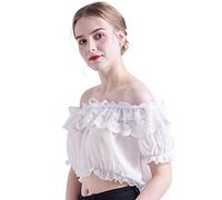 BLESSUME Dirndl Blouse Lolita Crop Top Puff Sleeve Ivory