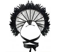 BLESSUME Gothic Feather Stand Up Collar,Victorian Standing Queen Mesh Collar for Halloween Costume