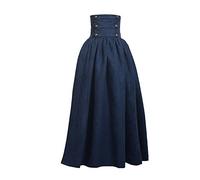 BLESSUME Gothic Lolita Steampunk High Waist Walking Skirt (S, Blue)