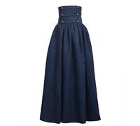 BLESSUME Gothic Skirt Lolita Steampunk High Waist Walking Skirt, Blue, XL