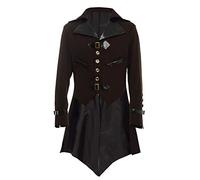 BLESSUME Gothic Victorian Tailcoat Steampunk VTG Coat Jacket Halloween Cosplay Costume (3XL, Brown)