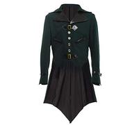 BLESSUME Gothic Victorian Tailcoat Steampunk VTG Coat Jacket Halloween Cosplay Costume (L, Dark Green)