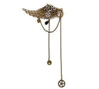 BLESSUME Gothic Women Steampunk Gear Wings Clock Butterfly Hat Lace Hair Clip Headwear (1)(Size: One Size)