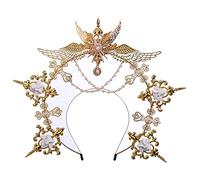 BLESSUME Halo Crown Headband Mary Goddess Women Party Cosplay Halloween Headpiece, Gold, 21, 1 unidad (Paquete de 1)