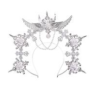 BLESSUME Halo Crown Headband Mary Goddess Women Party Cosplay Halloween Headpiece, Silver 5, 1 unidad (Paquete de 1)