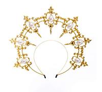 BLESSUME Halo Crown Mary Goddess Headband Women Halloween Costume Headpiece (Gold 4)