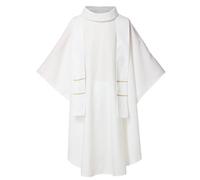 BLESSUME Hope/Spirit Church Priests Solid Chasuble Mass Vestments (White-Cowl Collar)