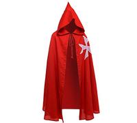 BLESSUME Hospitaller Knights Costume Tunic Medieval Cloak with Maltese Cross (Without Tunic and Belt) (Red 1)(Size: One Size)