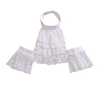 BLESSUME Lace White Jabot Cuffs, L, Big White Jabot Cuffs Set