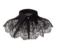 BLESSUME Lolita Neck Collar Elizabethan Ruff Gothic Lace Neck Ruff Collar, Black 1, One Size