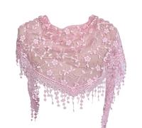 BLESSUME Medieval Headscarf Wimples Women Triangle Veil Classic Mantilla Soft Lace Chapel Veil (Pink)
