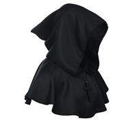 BLESSUME Medieval Hooded Cowl Cross Necklace (Black)(Size: One Size)