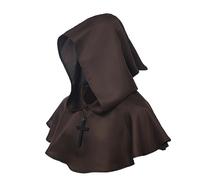 BLESSUME Medieval Hooded Cowl Cross Necklace (Brown)(Size: One Size)