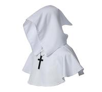 BLESSUME Medieval Hooded Cowl Cross Necklace (White)