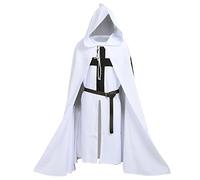 BLESSUME Medieval Knight Tunic Cloak Belt Cosplay Costume (White 2)