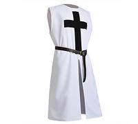 BLESSUME Medieval Knight Tunic Costume Crusader Templar Carnival LARP Cospaly (White 2)