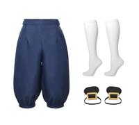 BLESSUME Medieval Mens Pants Colonial Knicker Pants Socks Shoe Covers, Dark Blue, M