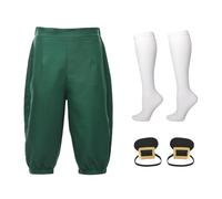 BLESSUME Medieval Mens Pants Colonial Knicker Pants Socks Shoe Covers, Green, XL