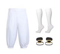 BLESSUME Medieval Mens Pants Colonial Knicker Pants Socks Shoe Covers, White, L