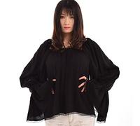 BLESSUME Medieval Renaissance Blouse Wench Cosplay Peasant Blouse Top Costume (Black, XL)