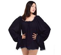 BLESSUME Medieval Renaissance Blouse Wench Cosplay Peasant Blouse Top Costume (Blue, L)