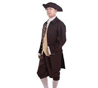 BLESSUME Medieval Renaissance Costume Suit for Men Colonial Adult Pirate Patriotic Costume (Brown Suit, 2XL)
