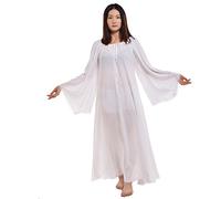 BLESSUME Medieval Renaissance Faire Dress Trumpet Sleeves (White, M)