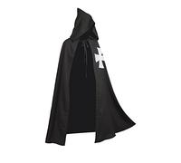 BLESSUME Medieval Templar Knight Cloak Hospitaller Hooded Robe Cape (Black 1)
