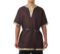 BLESSUME Medieval Viking Tunic with Belt LARP Aristocrat Chevalier Cosplay Costume