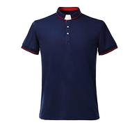BLESSUME Men's Clergy Polo Shirt with Free Tab Collar Insert for Pastor Preacher Minister (Dark Blue,L)