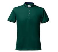 BLESSUME Men's Clergy Polo Shirt with Free Tab Collar Insert for Pastor Preacher Minister (Dark Green,S)