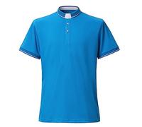 BLESSUME Men's Clergy Polo Shirt with Free Tab Collar Insert for Pastor Preacher Minister (Peacock Blue,M)